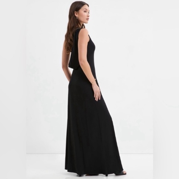 Marcella NYC Laurel Gown Dress Asymmetrical  European Stretch Jersey XL Black - Picture 5 of 14